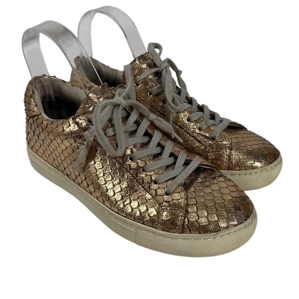 STEVEN By STEVE MADDEN Peyton Gold Phyton Print Sneaker SZ 7